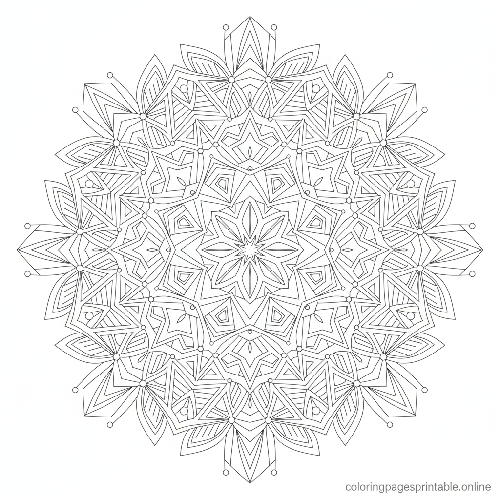 Free printable abstract geometric coloring page for adults - stress relief design | coloringpagesprintable.online